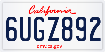 CA license plate 6UGZ892