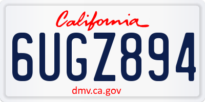 CA license plate 6UGZ894