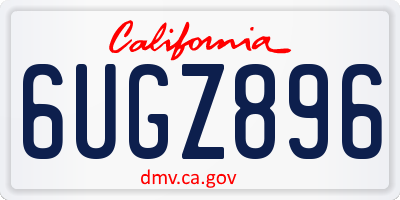 CA license plate 6UGZ896