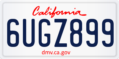 CA license plate 6UGZ899