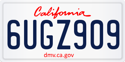 CA license plate 6UGZ909