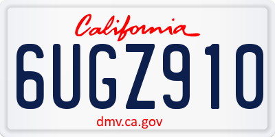 CA license plate 6UGZ910