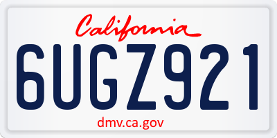 CA license plate 6UGZ921