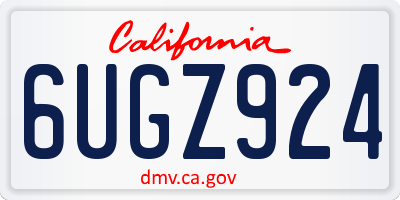 CA license plate 6UGZ924