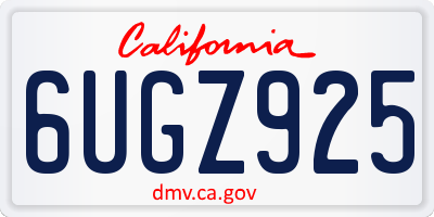 CA license plate 6UGZ925