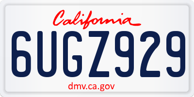 CA license plate 6UGZ929