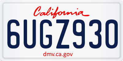 CA license plate 6UGZ930