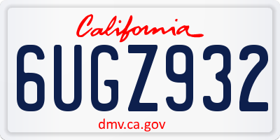 CA license plate 6UGZ932