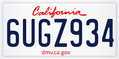 CA license plate 6UGZ934