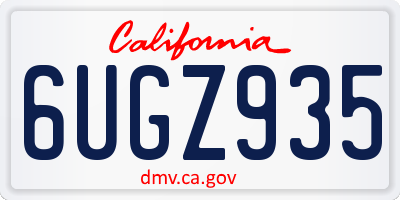 CA license plate 6UGZ935