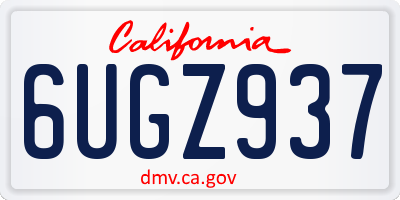 CA license plate 6UGZ937