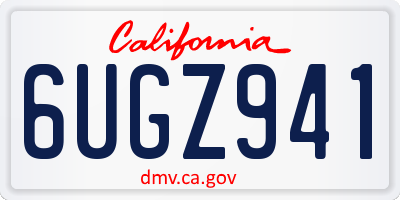 CA license plate 6UGZ941