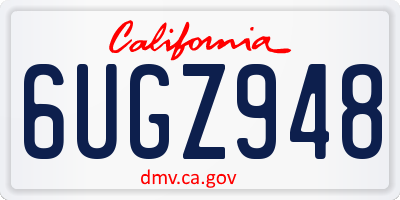 CA license plate 6UGZ948