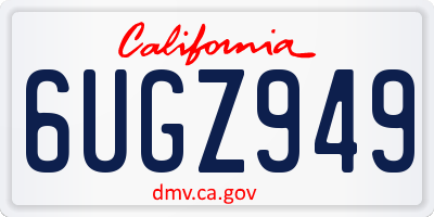 CA license plate 6UGZ949