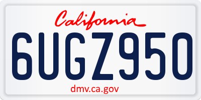 CA license plate 6UGZ950