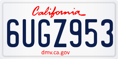 CA license plate 6UGZ953