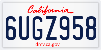 CA license plate 6UGZ958