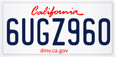 CA license plate 6UGZ960
