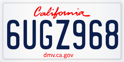 CA license plate 6UGZ968