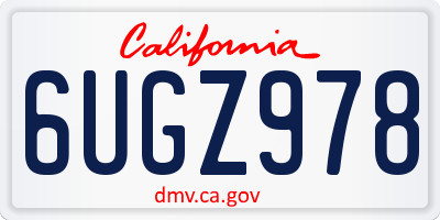 CA license plate 6UGZ978