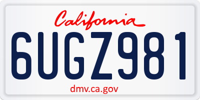 CA license plate 6UGZ981
