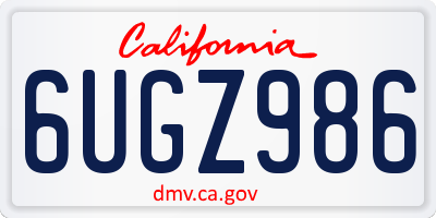CA license plate 6UGZ986