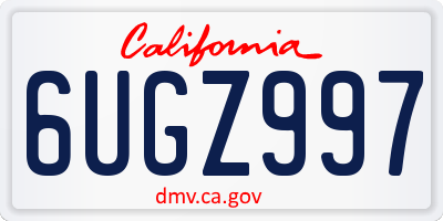 CA license plate 6UGZ997