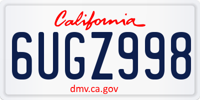 CA license plate 6UGZ998