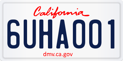 CA license plate 6UHA001