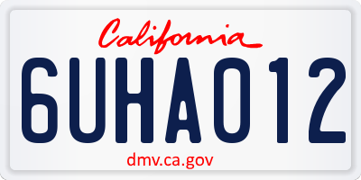 CA license plate 6UHA012