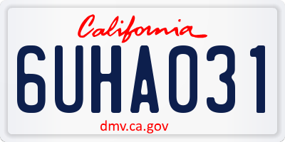 CA license plate 6UHA031