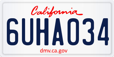CA license plate 6UHA034