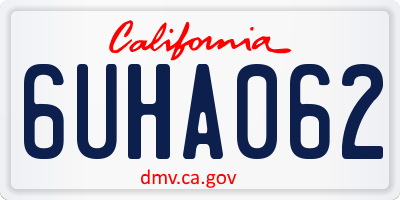 CA license plate 6UHA062