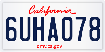 CA license plate 6UHA078