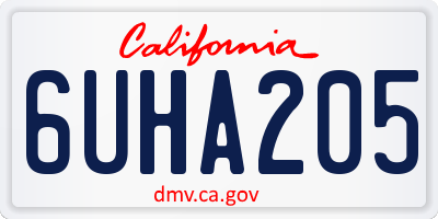 CA license plate 6UHA205