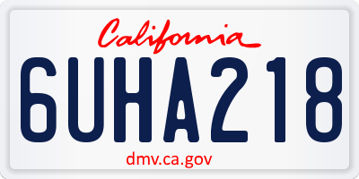 CA license plate 6UHA218