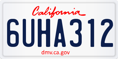 CA license plate 6UHA312