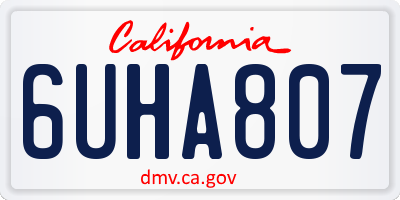 CA license plate 6UHA807