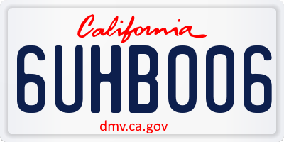 CA license plate 6UHB006
