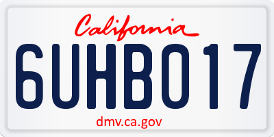 CA license plate 6UHB017