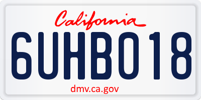 CA license plate 6UHB018