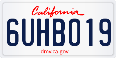 CA license plate 6UHB019