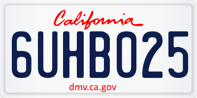 CA license plate 6UHB025