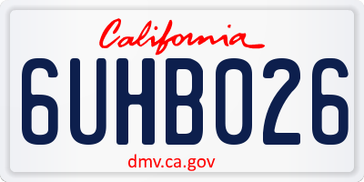 CA license plate 6UHB026