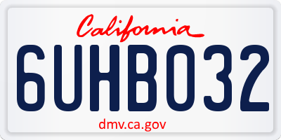 CA license plate 6UHB032