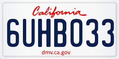 CA license plate 6UHB033