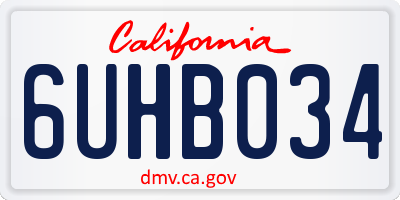 CA license plate 6UHB034