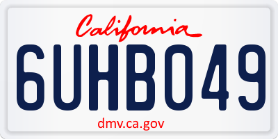 CA license plate 6UHB049