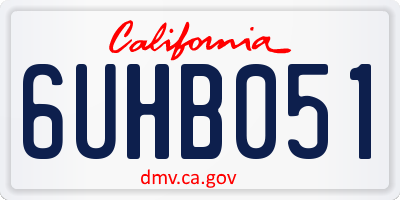 CA license plate 6UHB051