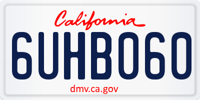CA license plate 6UHB060